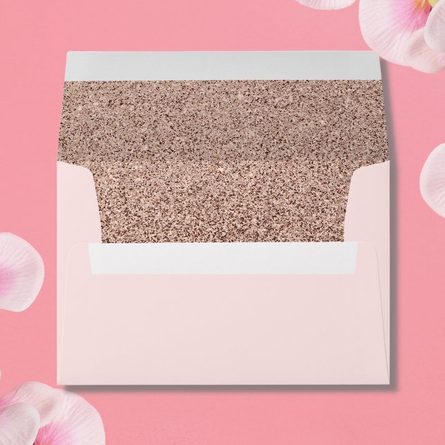Rose Gold Glitter Pink Elegant Modern Wedding 5x7 Envelope (Creator Uploaded)