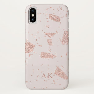 Rose Gold Glitter Pink Initials Personalized iPhone X Case