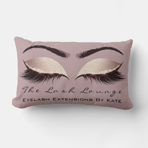 Rose Gold Glitter Pink Makeup Lash Eggplant Spark Lumbar Pillow