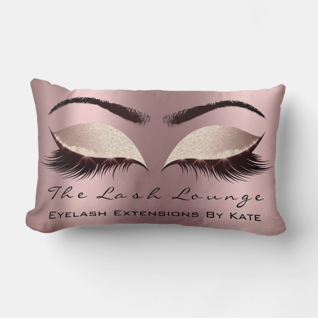 Rose Gold Glitter Pink Makeup Lashes Blush Spark Lumbar Pillow (Front)