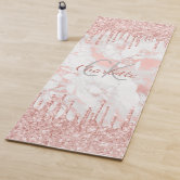 Monogrammed Name Pink White Gingham Pattern Yoga Mat