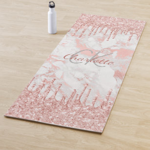 Hot Pink Yoga Glitter Girl Customize Sparkle Yoga Mat | Zazzle