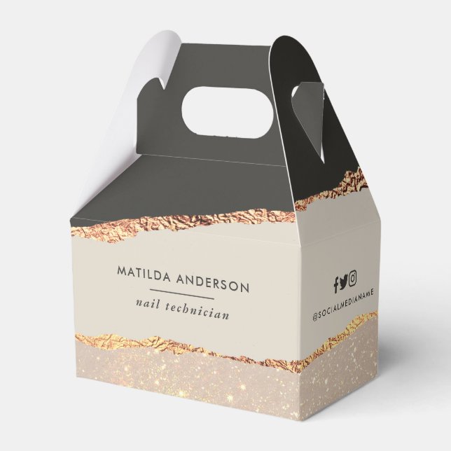 Rose gold glitter pink modern elegant budget favor boxes (Front Side)