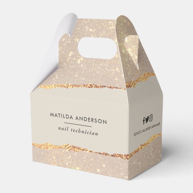 Rose gold glitter pink modern elegant budget favor boxes (Front Side)