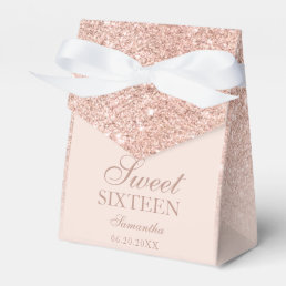 Rose gold glitter pink ombre sparkles Sweet 16 Favor Boxes