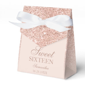 Rose gold glitter pink ombre sparkles Sweet 16 Favor Boxes