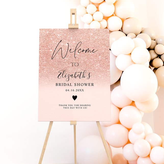 Rose gold glitter pink ombre welcome bridal shower foam board (Creator Uploaded)