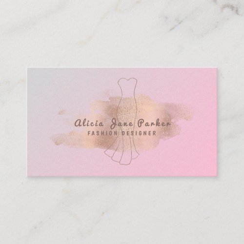 Rose gold glitter pink seamstress fashion designer business card