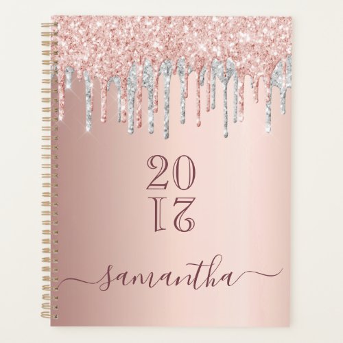 Rose gold glitter pink silver 2025 planner