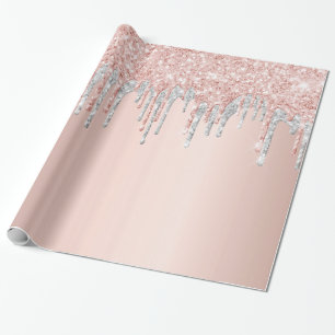 Rose gold glitter pink silver sparkle Christmas Wrapping Paper