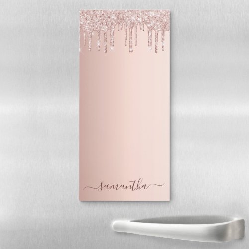 Rose gold glitter pink sparkle monogram glam magnetic notepad