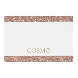 Rose Gold Glitter Pink Sparkle Name Pet Placemat