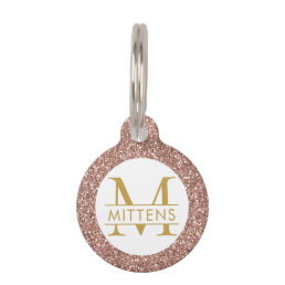 Rose Gold Glitter Pink Sparkle Pretty Girly Pet ID Tag