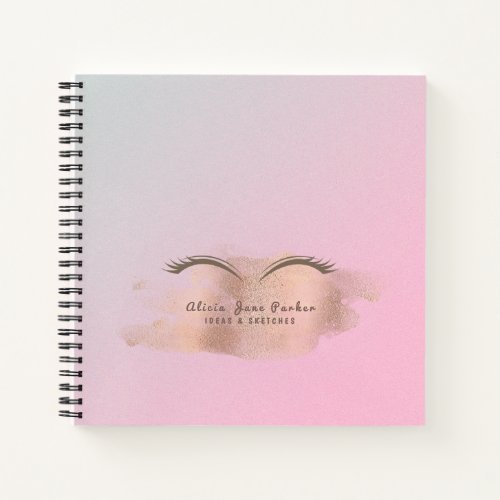 Rose gold glitter pink trendy modern makeup artist notebook
