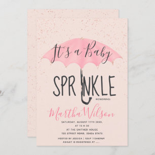 Rose Gold glitter pink umbrella chic baby sprinkle Invitation