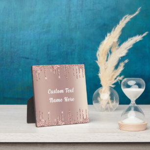 Rose Gold Glitter Plaque Gift with Custom Text