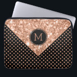 Rose-Gold Glitter & Polka Dots Geometric Design Laptop Sleeve<br><div class="desc">Elegant modern rose-gold glitter texture and rose-gold polka-dots seamless pattern on black background. Custom monogram.</div>
