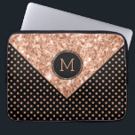 Rose-Gold Glitter & Polka Dots Geometric Design Laptop Sleeve<br><div class="desc">Elegant modern rose-gold glitter texture and rose-gold polka-dots seamless pattern on black background. Custom monogram.</div>