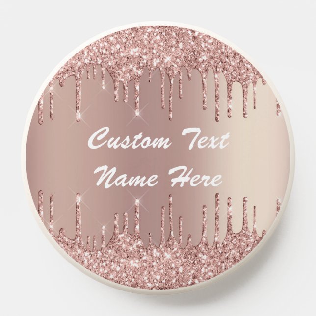Rose Gold Glitter PopSocket with Custom Text Name (Popsocket)