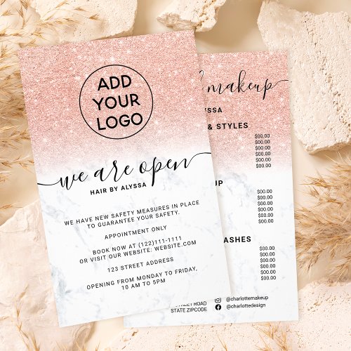 Rose gold glitter prices logo marble Were open Flyer