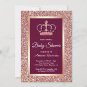 Rose Gold Glitter Princess Crown Pink Baby Shower Invitation (Front)