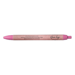 Rose gold glitter print Business logo website Pen