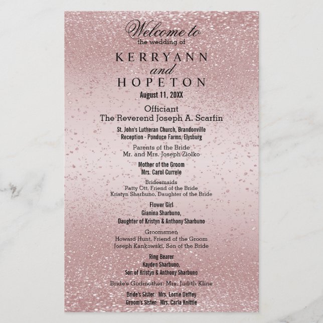 Rose Gold Glitter - Program (Front)