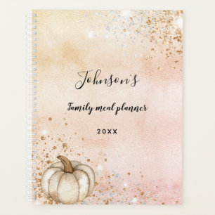 Rose gold glitter pumpkin family meal 2025 planner