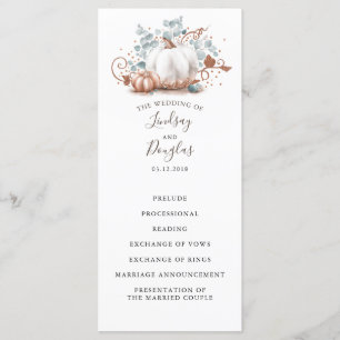 Rose Gold Glitter Pumpkins Fall Wedding Programs
