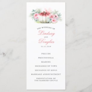 Rose Gold Glitter Pumpkins Fall Wedding Programs