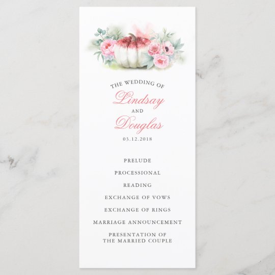 Rose Gold Glitter Pumpkins Fall Wedding Programs Zazzle Com