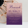 Rose gold glitter purple brunch bubbly bridal invitation