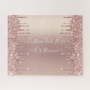 Rose Gold Glitter Puzzle Personalized Text Name