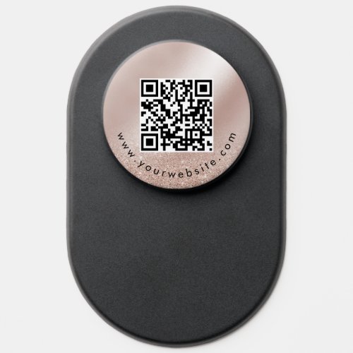 Rose Gold Glitter QR Code Social Media PopSocket