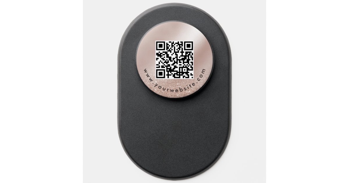 Rose Gold Glitter QR Code Social Media PopSocket Zazzle