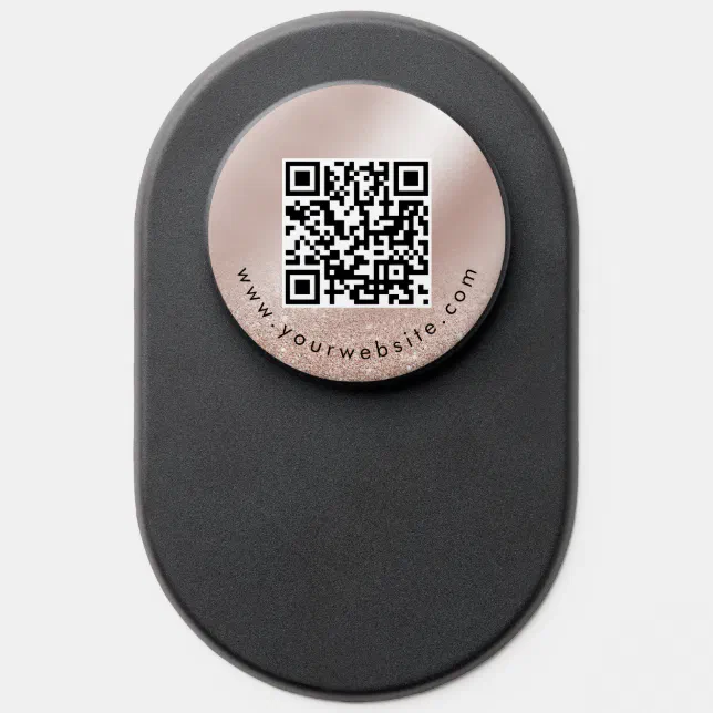 Rose Gold Glitter QR Code Social Media PopSocket Zazzle