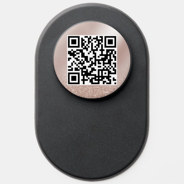 Rose Gold Glitter QR Code Social Media PopSocket (Popsocket)