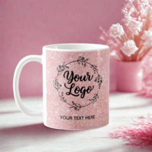 Rose Gold Glitter QR Code Website Marketing Coffee Mug