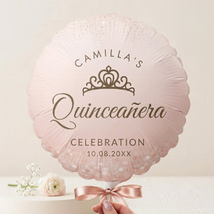 Rose Gold Glitter Quinceañera Balloon