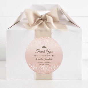 Rose Gold Glitter Quinceañera Classic Round Sticker