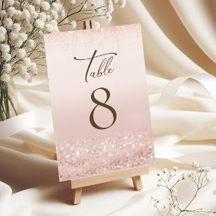 Rose Gold Glitter Quinceañera Table Numbers
