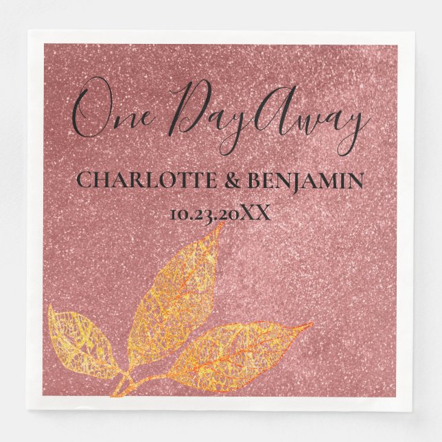 Rose Gold Glitter  Rehearsal  Dinner Paper Dinner Napkins (Front)