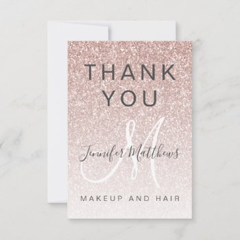 Rose Gold Glitter Reopening Salon Covid Safety Thank You Card by epclarke at Zazzle
