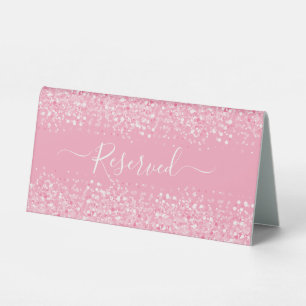 Rose Gold Glitter Reserved Table Tent Sign