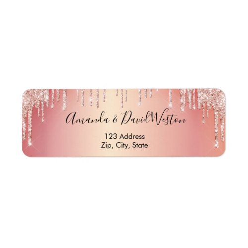 Rose gold glitter return address label