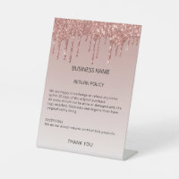 Rose Gold Glitter Return Policy Retail Shop