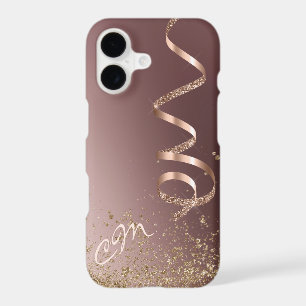 Rose Gold Glitter Ribbon Confetti Sparkle iPhone 17 Case