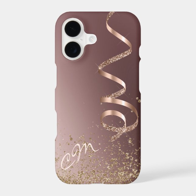 Rose Gold Glitter Ribbon Confetti Sparkle Case-Mate iPhone Case (Back)