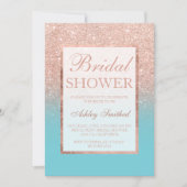 Rose gold glitter robins egg blue Bridal shower Invitation (Front)