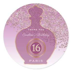 Rose Gold Glitter Rosé Fragrance, Sweet 16  Classic Round Sticker